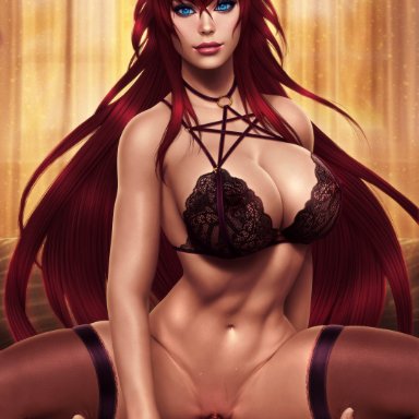 high school dxd, hyoudou issei, rias gremory, martaino, blue eyes, bottomless, bra, cowgirl position, cum, female, lingerie, male, penis, pussy, red eyes