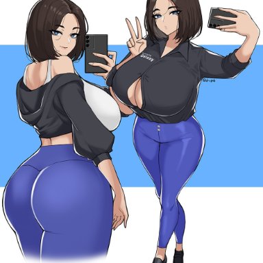 samsung, samsung assistant, samsung girl, samsung sam, drogod (artist), big ass, big breasts, big butt, black hair, blue eyes, female focus, female only, huge breasts, large ass, large breasts