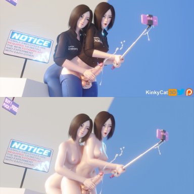 samsung, samsung galaxy, samsung assistant, samsung sam, kinkykatt3d, 1futa, 1girls, areolae, balls, big penis, breasts, clothed, clothing, cum, cumshot