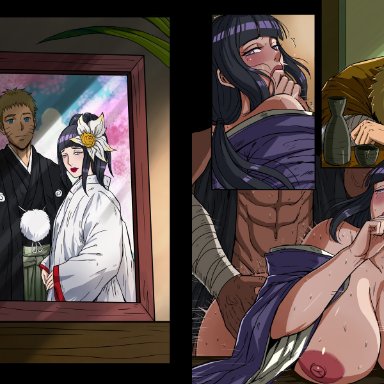 boruto: naruto next generations, naruto, naruto: the last, naruto (series), naruto shippuden, shounen jump, hyuuga hinata, killer bee, uzumaki naruto, ecoas, 1girls, 2boys, abs, ambiguous penetration, arched back