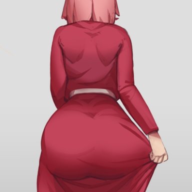 naruto, naruto (series), naruto shippuden, sakura haruno, phat smash, 1girls, ass, ass focus, dress, facing away, female, female focus, female only, huge ass, huge butt