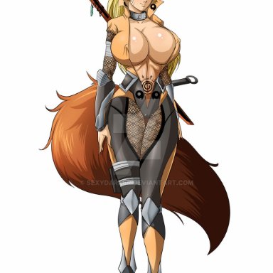 naruto, naruko, sexydarkbr, female, fox ears, fox girl, fox tail, genderswap (mtf), revealing clothes, rule 63