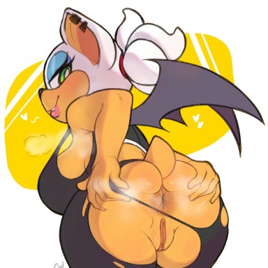 sega, sonic (series), sonic the hedgehog (series), rouge the bat, cadslime, 1girls, 5 fingers, animal ears, anthro, anus, ass, ass grab, bat, big ass, blue eyeshadow