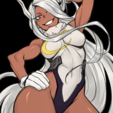 my hero academia, shounen jump, miruko, rumi usagiyama, 1girls, dark-skinned female, dark skin, female, solo, taurus666, white hair, edit