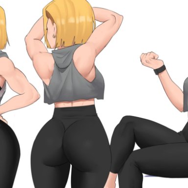 dragon ball, dragon ball z, android 18, echosaber, big breasts, breasts, busty, curvy, female, female focus, female only, hourglass figure, milf, pose, posing