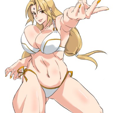 boruto: naruto next generations, naruto, naruto (classic), naruto (series), naruto shippuden, shounen jump, tsunade, artist request, 1girls, abs, bbw, big breasts, bikini, bikini bottom, bikini top