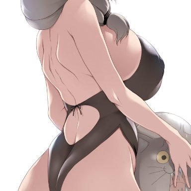 ass, beach ball, big ass, big breasts, bikini, breasts, breasts bigger than head, eyebrows visible through hair, female, female focus, female only, gigantic breasts, grey hair, hourglass figure, huge breasts