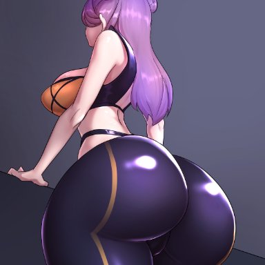 ass, big ass, big butt, english text, purple hair, yabby