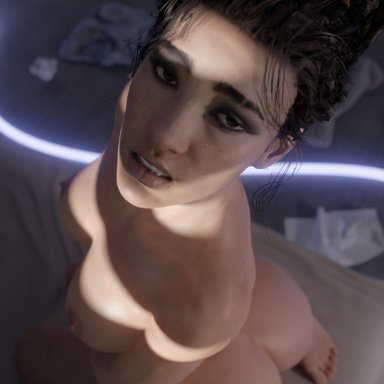 ass, breasts, cyberpunk 2077, dark-skinned female, female, larryjohnsonsfm, nude female, panam palmer, solo