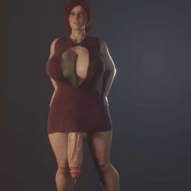 1futa, 3d, animated, big breasts, breasts, futa only, futanari, huge cock, large breasts, lord breastish, no sound, penis, solo, swinging penis, the witcher