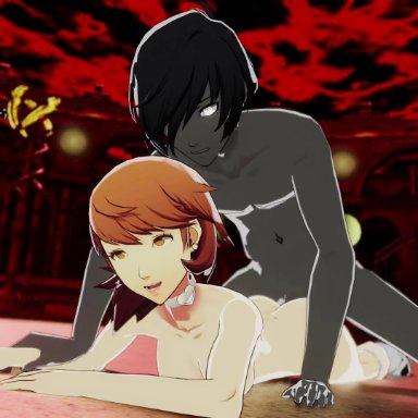 1boy, 1girls, animated, brown hair, bunnxarts, evoker, eyes rolling back, female, forced, human, makoto yuki, male, minato arisato, moaning, moaning in pleasure