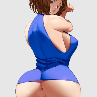 1girls, ass, ass, asshole, big ass, big butt, dress, female, female focus, female only, hell904, looking at viewer, my hero academia, ochako uraraka, pussy