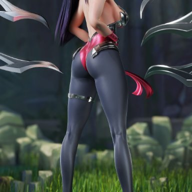 3d, ass, battle bunny irelia, big ass, black hair, blue eyes, bunnysuit, female, irelia, league of legends, meltrib