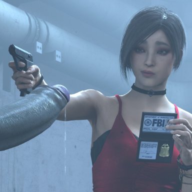 3d, ada wong, gun, looking at penis, mr x, penis, sfm, stephanie23