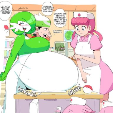 clothing, flustered, gardevoir, lewdlemage, nurse, pokemon, pokemon trainer, tagme, vore