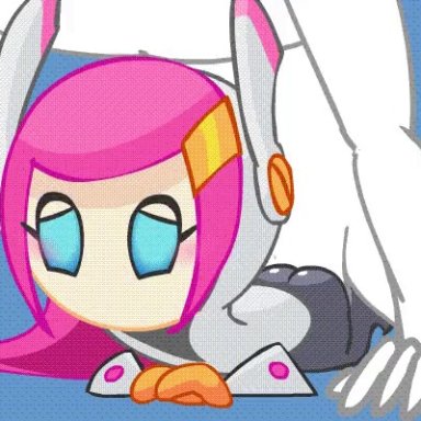 ambiguous penetration, animated, ass, balls, blue eyes, blush, eyelashes, faceless male, female, female orgasm, from behind position, hair, humanoid, kirby (series), kirby planet robobot