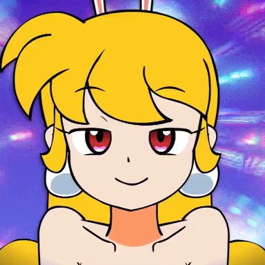 1boy, 2girls, akane (parodius), animal ears, animated, anus, ass, blonde hair, bouncing breasts, breasts, clitoris, cowgirl position, earrings, female, happy sex