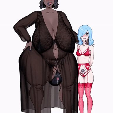 1futa, 1girls, age difference, annabelle (fellatrix), areolae, balls, breasts, couple, daisy (fellatrix), dark-skinned futanari, dark skin, erect nipples, fellatrix, female, full-package futanari