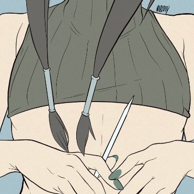 black hair, crop top, femboy, girly, girly clothing, haku (naruto), long hair, looking back, low cut top, male, male only, naruto, naruto (series), needle, noblood