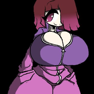 1girls, ass, bete noire, big ass, big breasts, big butt, bottom heavy, breasts, butt, exposed breasts, fat ass, female, female only, glitchtale, hands in pockets