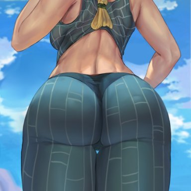 1girls, big ass, big breasts, female, female focus, female only, high resolution, highres, jojo&#039;s bizarre adventure, jolyne kujo, long hair, looking at viewer, looking pleasured, shexyo, solo