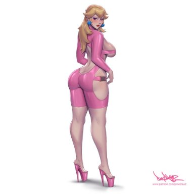 1girls, ass, big ass, big breasts, breasts, female, female only, large breasts, mario (series), nintendo, pinkdrawz, princess peach, solo, super mario bros.