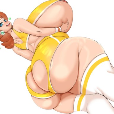 1girls, absurdres, areolae, ass, breasts, female, female only, fladdykin, highres, huge ass, hyper breasts, mario (series), nipples, princess daisy, solo
