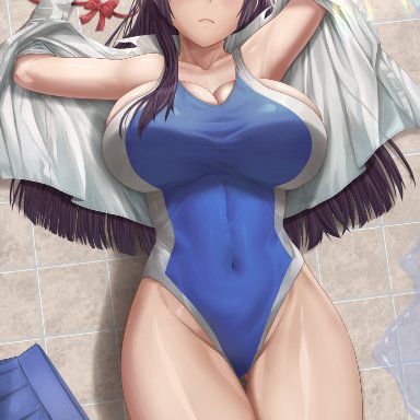 1girls, big breasts, breasts, curvy figure, female, huge breasts, large breasts, long hair, please don't bully me, nagatoro, president (nagatoro), red eyes, silvertsuki, swimsuit, thick thighs, wide hips