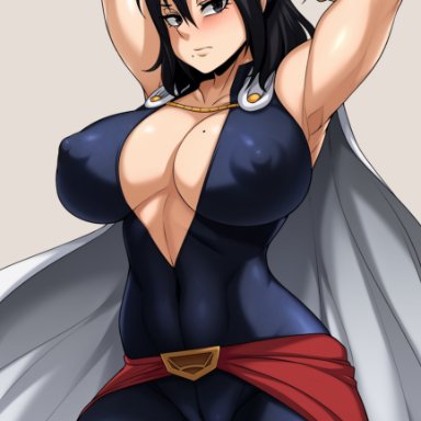 1girls, abs, big breasts, breasts, cameltoe, cleavage, erect nipples, female, female only, hero outfit(mha), jmg, large breasts, looking at viewer, muscles, muscular