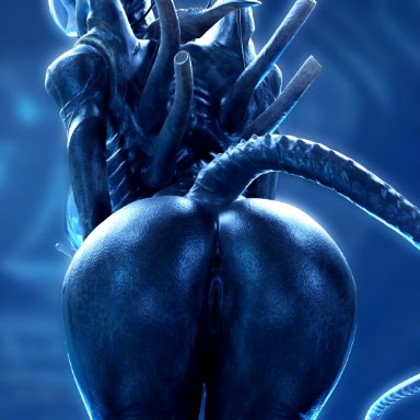 1girl, 3d, alien, alien (franchise), alien girl, anus, ass, ass focus, back, backside, bending over, big ass, big butt, breasts, butt