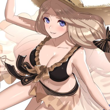 1girls, absurdres, alternate costume, bikini, black bikini, black swimsuit, blonde hair, blue eyes, breasts, cleavage, collarbone, female, fire emblem, fire emblem: three houses, fire emblem heroes