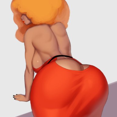 1girls, back muscles, bent over, big breasts, breasts, butt, female, female only, large breasts, muscles, muscular, muscular female, popogori, powerpuff girls, rear view