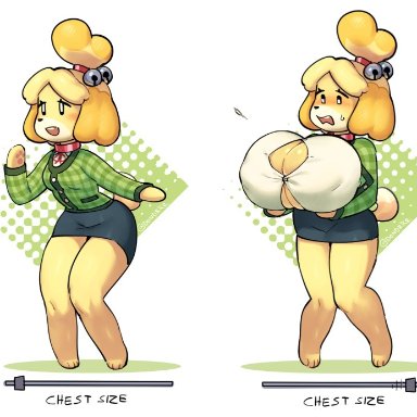 1girls, alternate breast size, animal crossing, anthro, artist request, big breasts, breast expansion, breast slider, breasts, button pop, female, female only, furry, hips, huge breasts