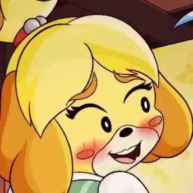 anal, anal masturbation, animal crossing, animated, anthro, ass, biting lip, blush, brown hair, duo, female, flower, furry, isabelle (animal crossing), kaliethva