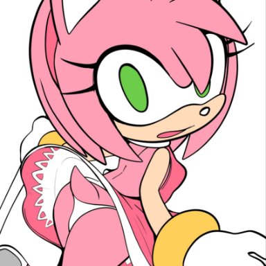 accessory, amy rose, anthro, ass, boots, clothed, clothing, clothing lift, dress, dress lift, eulipotyphlan, female, flat colors, footwear, gloves