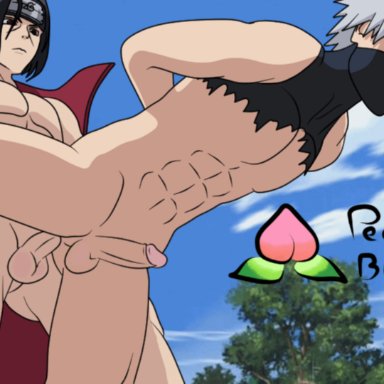 2boys, akatsuki (naruto), animated, arms behind back, black eyes, black hair, clothed, clothed sex, clothing, forehead protector, from behind, from behind position, gay, grey hair, hatake kakashi