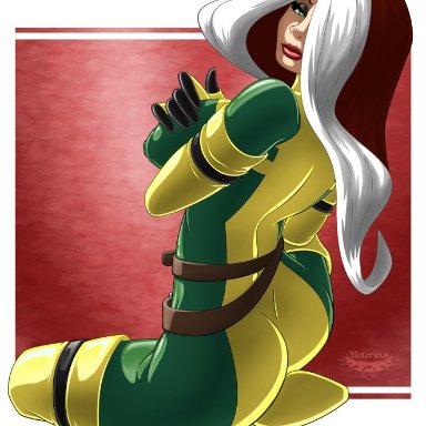 1girls, belt, big breasts, boots, brown hair, busty, elbow gloves, gloves, green eyes, high heel boots, high heels, long boots, long hair, marvel, notorious