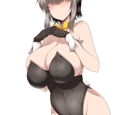 ass, big ass, big breasts, blush, bowtie, breasts, breasts bigger than head, bunny ears, bunny tail, bunnysuit, corset, female, female focus, female only, gigantic breasts