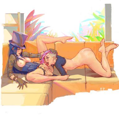 caitlyn, cunnilingus, eating pussy, league of legends, pink hair, purple hair, purpleisaprose, pussy, pussy eating, pussy lick, spread legs, vi, yuri