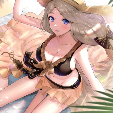 1girls, absurdres, alternate costume, beach, bikini, black bikini, black swimsuit, blonde hair, blue eyes, breasts, cleavage, collarbone, female, fire emblem, fire emblem: three houses