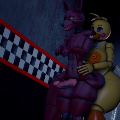 1boy, 1futa, 5 fingers, anal, anal penetration, anal sex, animal genitalia, animal penis, animated, animatronic, anthro, anthro on anthro, anthro penetrated, anthro penetrating, ass