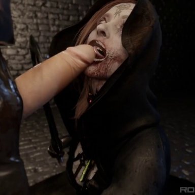 1boy, 1girl, 1girls, 3d, abuse, animated, bela (resident evil), blood, blowjob, blowjob face, capcom, clothed, clothed female, clothed sex, creepy