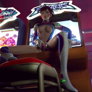 1girls, 3d, animated, arcade, blender, blizzard entertainment, breasts, d.va, exhibition, exhibitionism, exhibitionist, exposed, female, female only, game controller