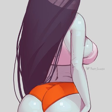 1girl, adventure time, cartoon network, fat ass, female, female focus, female only, huge ass, huge breasts, marceline, phat smash, simple background, solo, solo female, solo focus