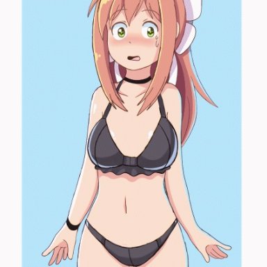 animated, animated, aster-effect, blush, doki doki literature club, monika (doki doki literature club), pout, tagme, underwear