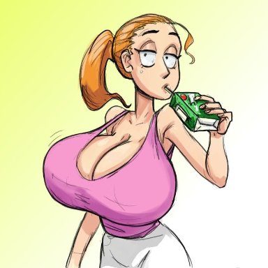 first-second, gigantic breasts, huge breasts, juice, orange hair, rick and morty, summer smith