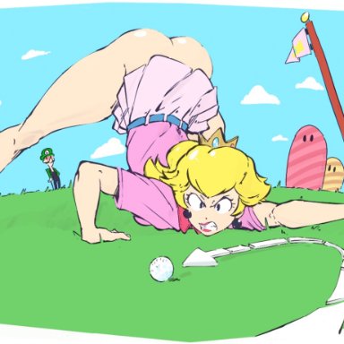 angry, ass, ass up, athletic, athletic female, bare legs, bending forward, bending over, bent over, blonde hair, crown, earrings, female, female focus, going commando