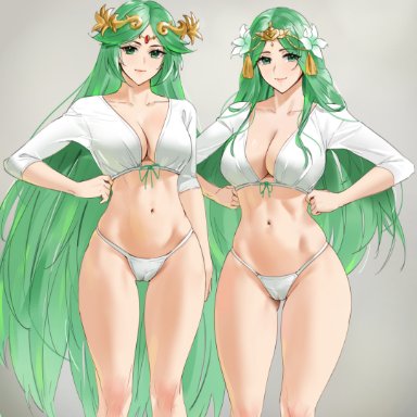 2girls, bangs, bare legs, bare thighs, blush, breasts, cameltoe, circlet, cleavage, collarbone, cropped shirt, curvy, fire emblem, fire emblem: three houses, flower