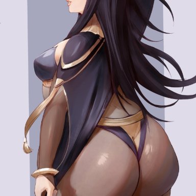 1girls, ass, back view, bamboo ale, big ass, black hair, bodystocking, bodysuit, bottom heavy, dark hair, fire emblem, fire emblem: awakening, goth, huge ass, lips