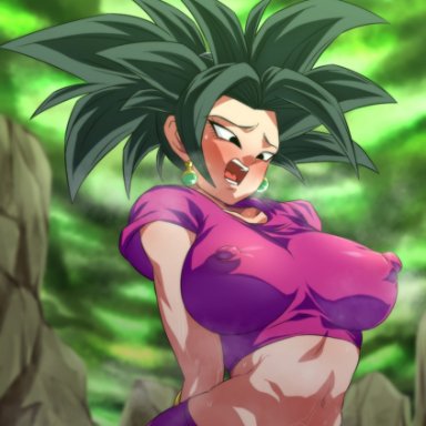 1girls, dragon ball, dragon ball super, erect nipples, erect nipples under clothes, female, female only, huge breasts, kefla, nipple bulge, rom, shounen jump